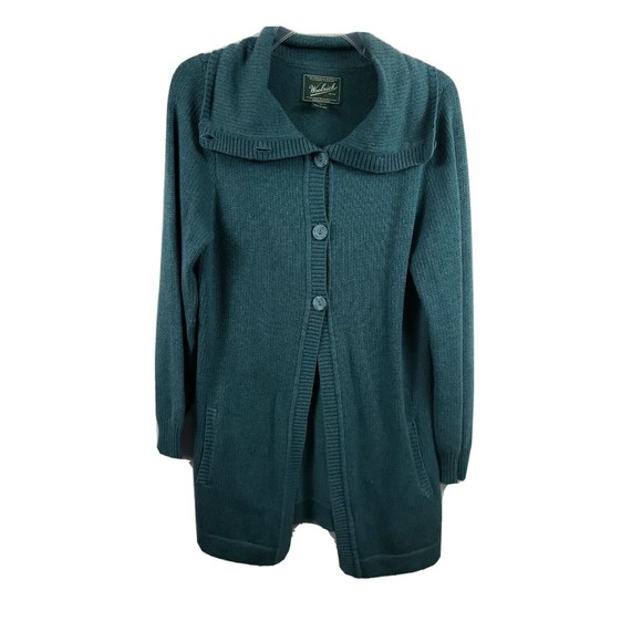 Woolrich Green Cardigan Sweater Womens Med 3 Button Closure tunic Longsleeve - Picture 1 of 7